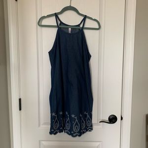 Chambray embroidered dress
